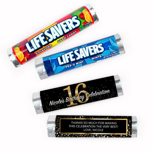 Personalized Elegant 16th Birthday Bash Lifesavers Rolls (20 Rolls)