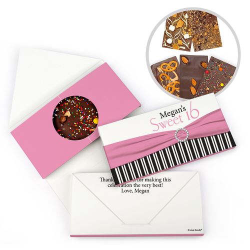 Personalized Birthday Sweet 16 Glamour Stripes Birthday Gourmet Infused Belgian Chocolate Bars (3.5oz)