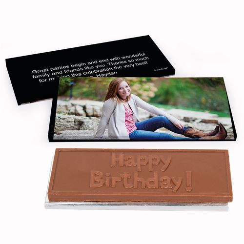 Deluxe Personalized Full Photo Sweet 16 Birthday Chocolate Bar in Gift Box