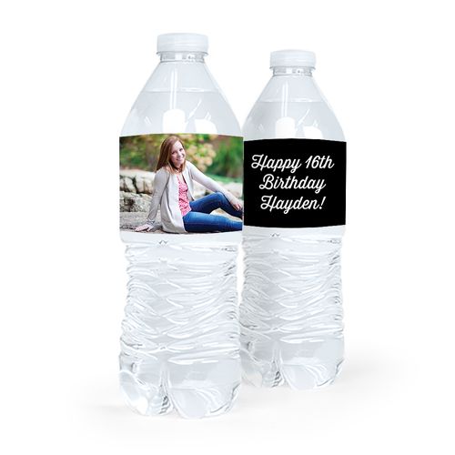 Personalized Sweet 16 Birthday Full Photo Water Bottle Sticker Labels (5 Labels)