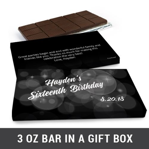 Deluxe Personalized Bubbles & Dots Belgian Chocolate Bar in Gift Box (3oz Bar)