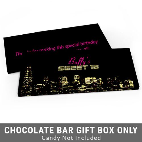Deluxe Personalized City Lights Sweet 16 Birthday Candy Bar Favor Box