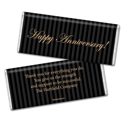 Employee Anniversary Personalized Chocolate Bar Formal Gold and Pinstripes