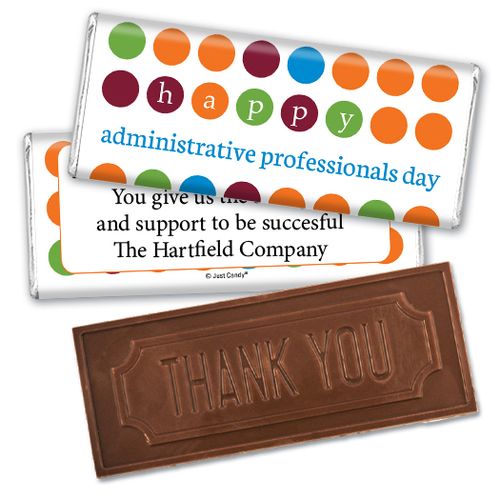 Personalized Administrative Professionals Day Colorful Dots Embossed Thank You Chocolate Bar
