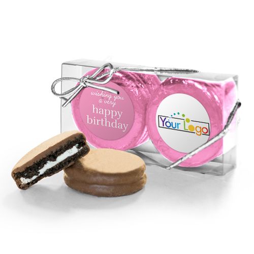 Personalized Happy Birthday Add Your Logo 2Pk Chocolate Covered Oreo Cookies