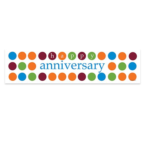 Personalized Polka Dots Happy Anniversary 5 Ft. Banner