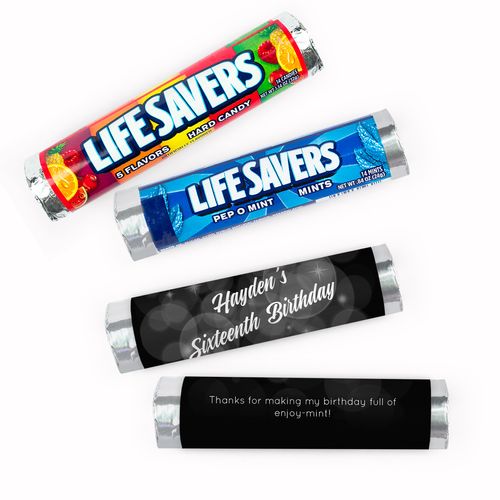 Personalized Sweet 16 Bubbles & Dots Lifesavers Rolls (20 Rolls)