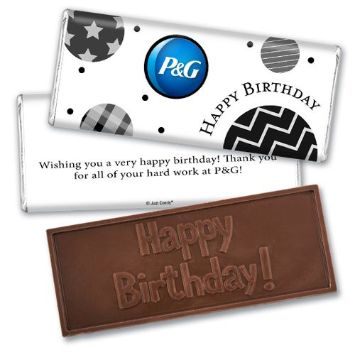 Personalized Embossed Chocolate Bar & Wrapper - Birthday Add Your Logo Circles