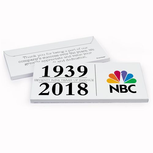 Deluxe Personalized Span of Years Corporate Anniversary Chocolate Bar in Gift Box