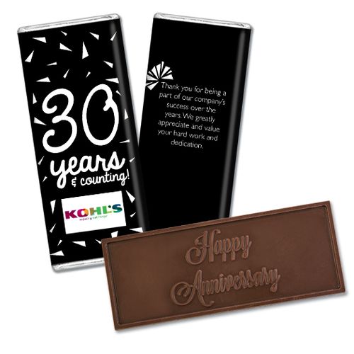 Personalized Embossed Chocolate Bar & Wrapper - Anniversary Add Your Logo Confetti