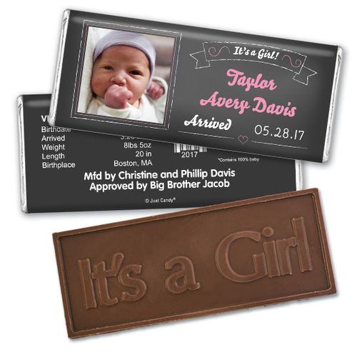 Simple & SweetEmbossed It's a Girl Bar Personalized Embossed Chocolate Bar Assembled