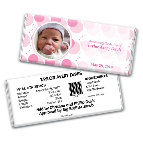 Hey Baby Pink Personalized Candy Bar - Wrapper Only
