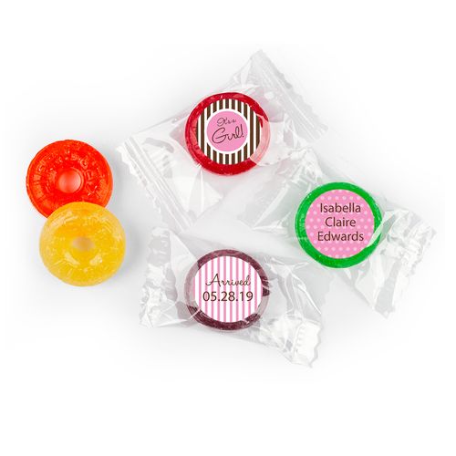 Pretty Polka Dots Personalized Baby Girl LifeSavers 5 Flavor Hard Candy Assembled