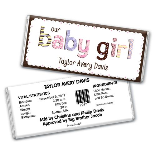 Girl Baby Announcements Personalized Chocolate Bar