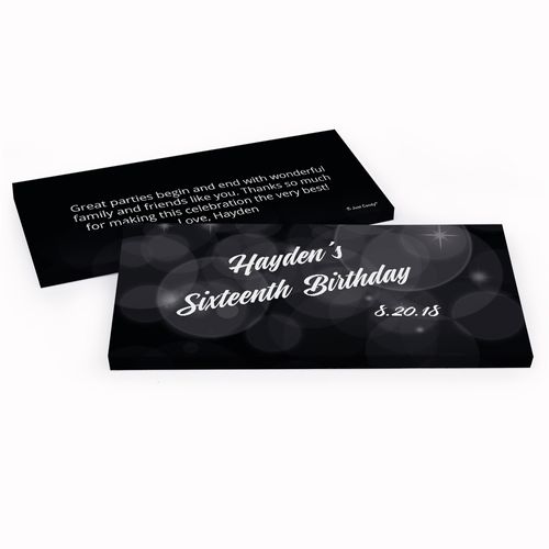 Deluxe Personalized Bubbles & Dots Sweet 16 Birthday Hershey's Chocolate Bar in Gift Box