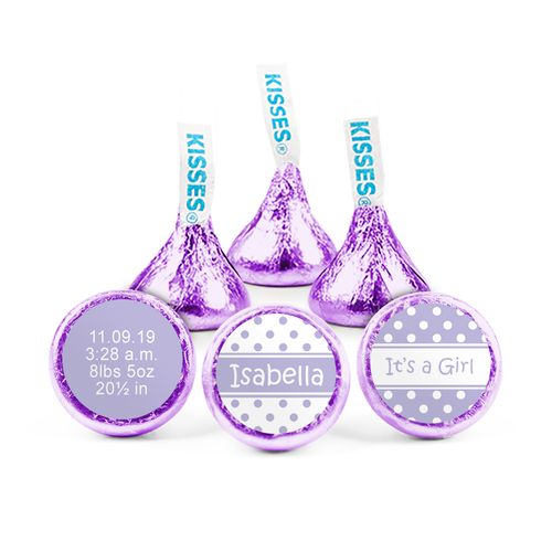 Personalized Girl Birth Announcement Polka Dots Hershey's Kisses