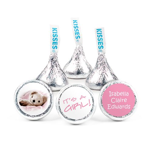 Personalized Girl Birth Announcement Snuggle Hershey's Kisses