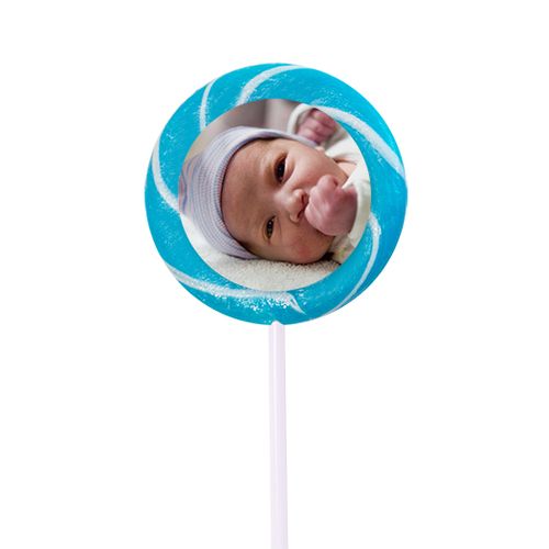 Personalized Baby Birth Announcement Small Swirly Pop with Sticker (24 Pack)
