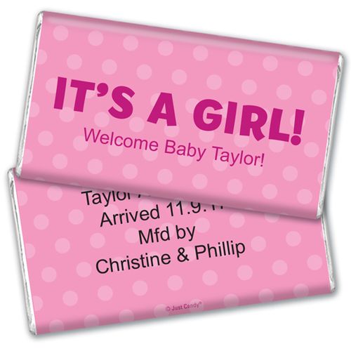 Personalized Polka Dots Baby Girl Announcement Giant 5lb Hershey's Chocolate Bar