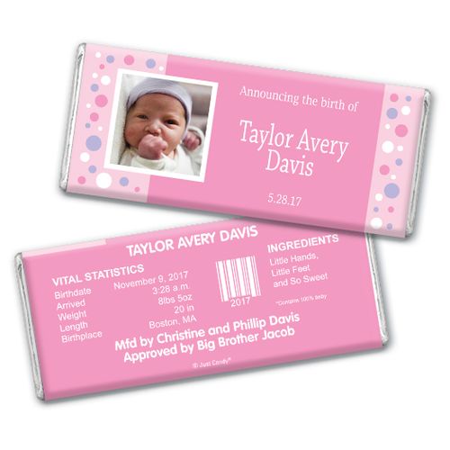 Personalized Photo Bubbles Baby Girl Birth Announcement Hershey's Chocolate Bar Wrappers