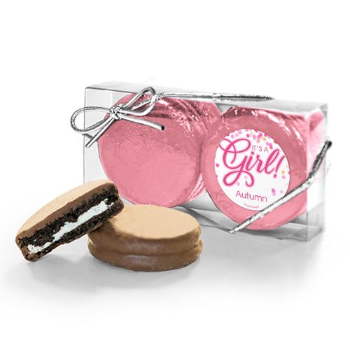 Personalized Girl Birth Announcement Bubbles 2Pk Milk Chocolate Covered Oreos