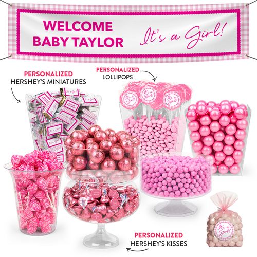 Personalized Birth Announcement It's a Girl Deluxe Candy Buffet