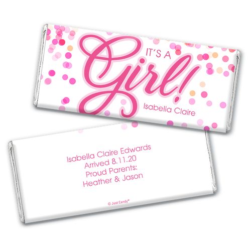 Personalized Bubbles Baby Girl Birth Announcement Hershey's Chocolate Bar Wrappers