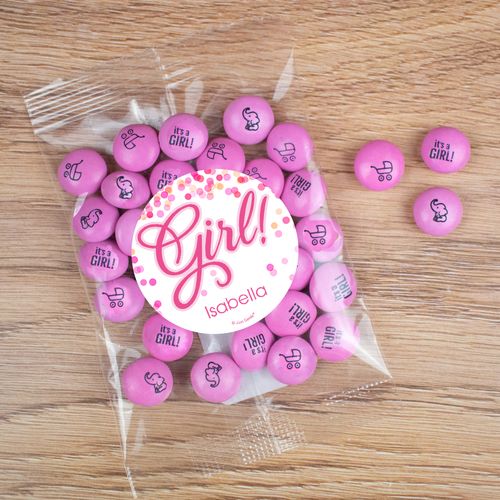 Personalized Girl Birth Announcement Candy Bag with JC Chocolate Minis - It's a Girl Bubbles