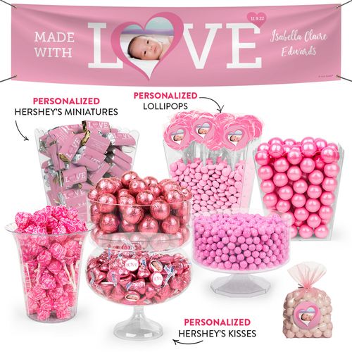 Personalized Girl Birth Announcement Love Deluxe Candy Buffet