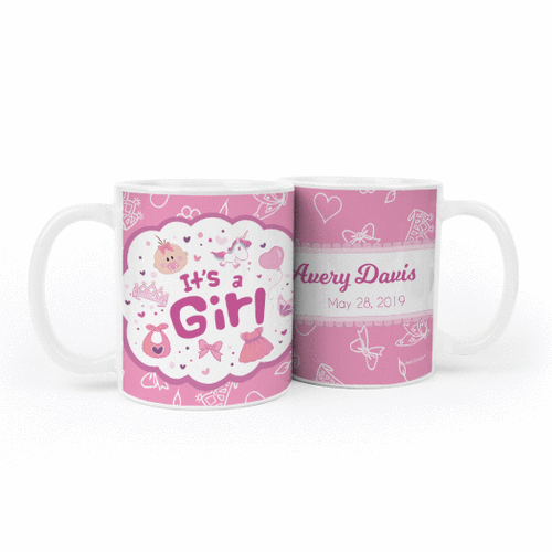 Personalized Birth Annoucement Its A Girl Bundle of Joy 11oz Mug