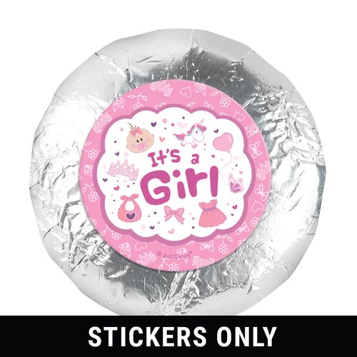 1.25in Stickers - It's a Girl Bundle of Joy (48 Stickers)