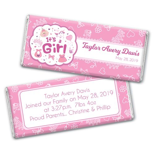Personalized Girl Birth Announcement Bundle of Joy Chocolate Bar Wrappers Only