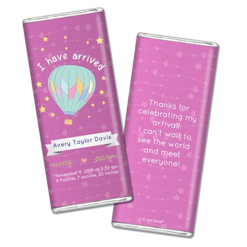 Personalized Girl Birth Announcement I Have Arrived Chocolate Bar & Wrapper
