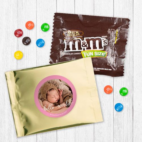 Personalized Girl Birth Announcement Hello World - Milk Chocolate M&Ms