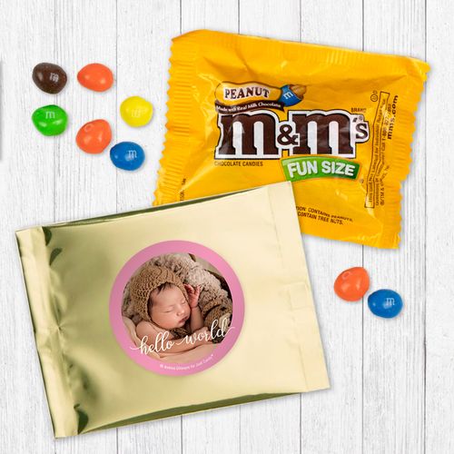 Personalized Girl Birth Announcement Hello World - Peanut M&Ms