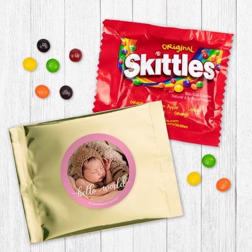 Personalized Girl Birth Announcement Hello World - Skittles