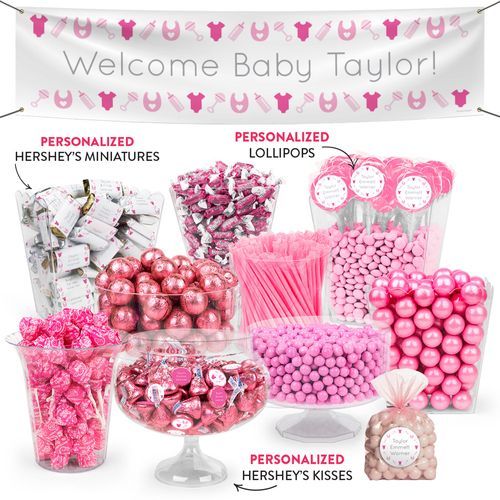 Personalized Girl Birth Announcement Welcome Deluxe Candy Buffet