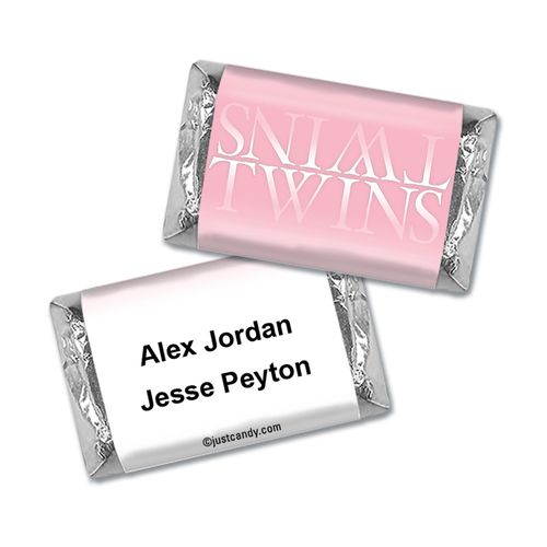 Twin Birth Announcement Personalized HERSHEY'S MINIATURES Wrappers Reflection