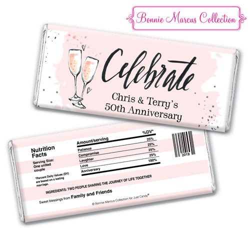Bonnie Marcus Collection Personalized Chocolate Bar Chocolate and Wrapper Cheers to the Years Anniversary Favor