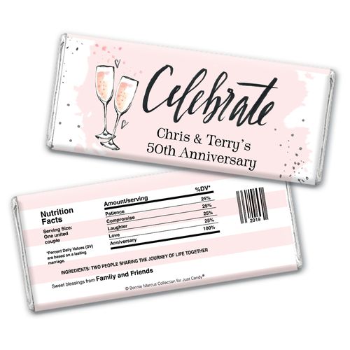 Bonnie Marcus Collection Personalized Chocolate Bar Wrappers Chocolate and Wrapper Cheers to the Years Anniversary Favor