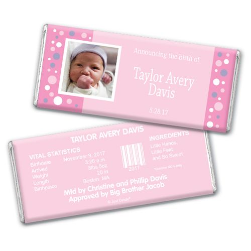 Personalized Girl Baby Announcements Chocolate Bar & Wrapper
