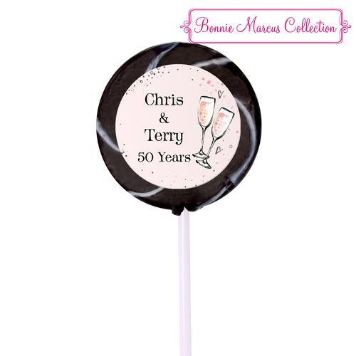 Bonnie Marcus Collection Personalized Small Swirly Pop Cheers to the Years Anniversary Favor (24 Pack)