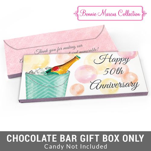 Deluxe Personalized Champagne Bucket Anniversary Candy Bar Favor Box
