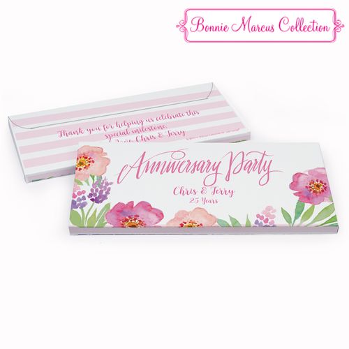 Deluxe Personalized Floral Embrace Anniversary Chocolate Bar in Gift Box