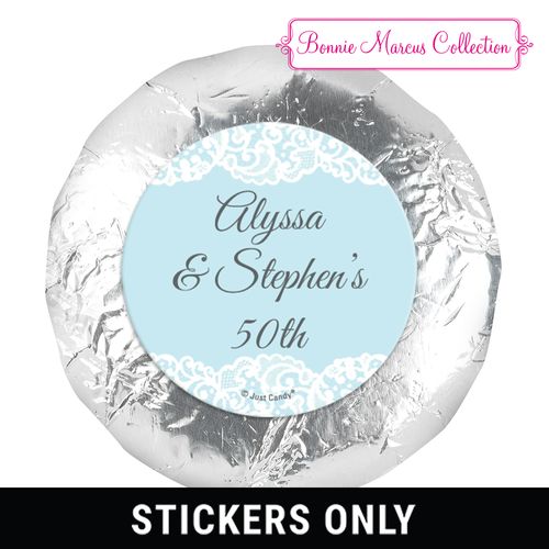 Personalized 1.25" Stickers - Bonnie Marcus Anniversary Lace Linen (48 Stickers)