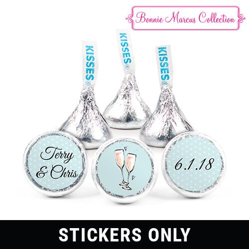 Personalized 3/4" Stickers - Bonnie Marcus Anniversary Bubbly Party Blue (108 Stickers)