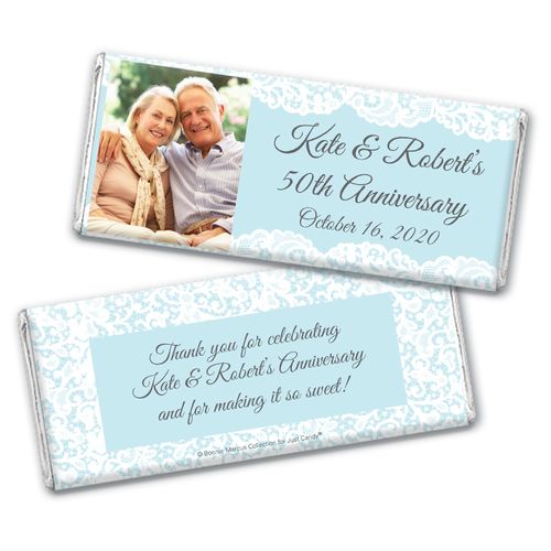 Personalized Bonnie Marcus Chocolate Bar Wrappers Only - Anniversary Lace Linen