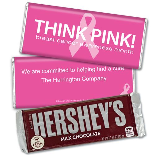 Personalized Bonnie Marcus Hershey's Milk Chocolate Bar & Wrapper - Breast Cancer Awareness Simply Pink