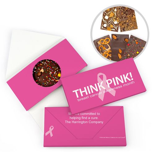 Personalized Bonnie Marcus Simply Pink Breast Cancer Awareness Gourmet Infused Belgian Chocolate Bars (3.5oz)