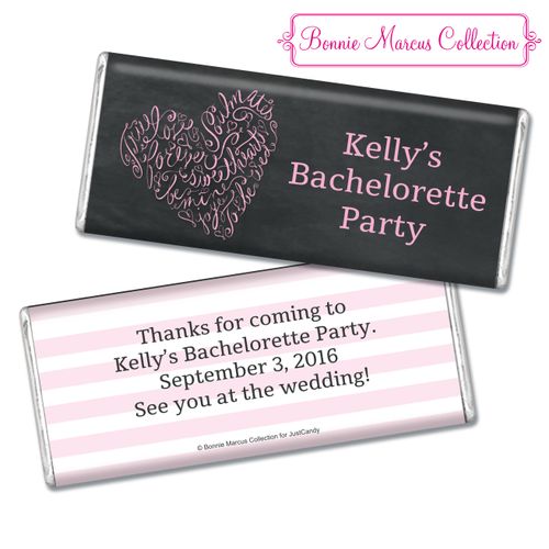 Bonnie Marcus Collection Personalized Chocolate Bar Chocolate and Wrapper Sweetheart Swirl Bachelorette Party